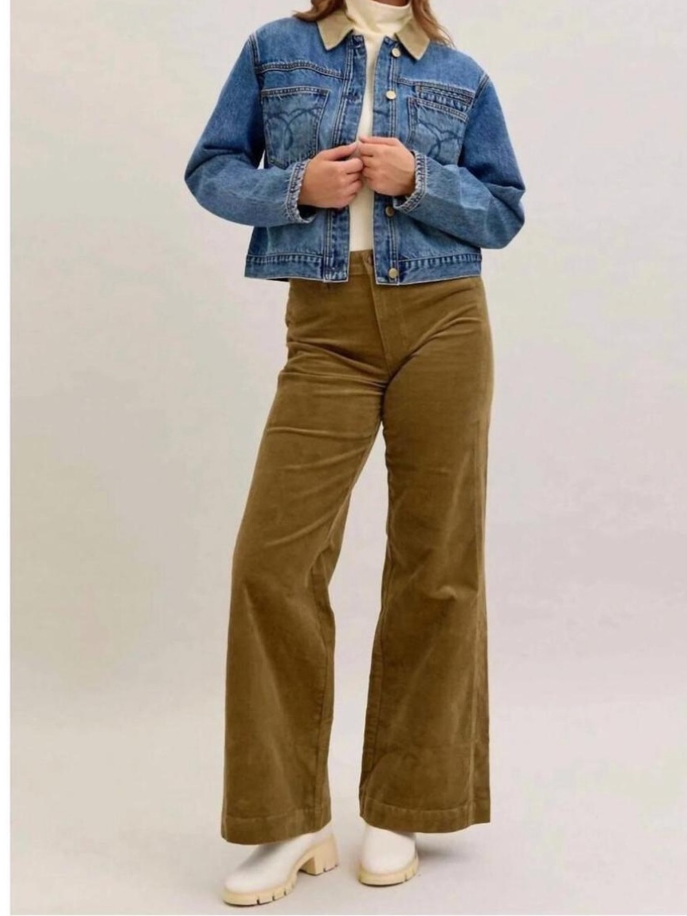 Judy Blue retro wide Corduroy high rise Pants Olive Green women’s 13/31 NWT Read
